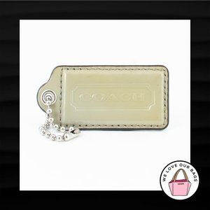 2.5" Large COACH GREEN GRAY PATENT LEATHER KEYFOB BAG CHARM KEYCHAIN HANGTAG TAG